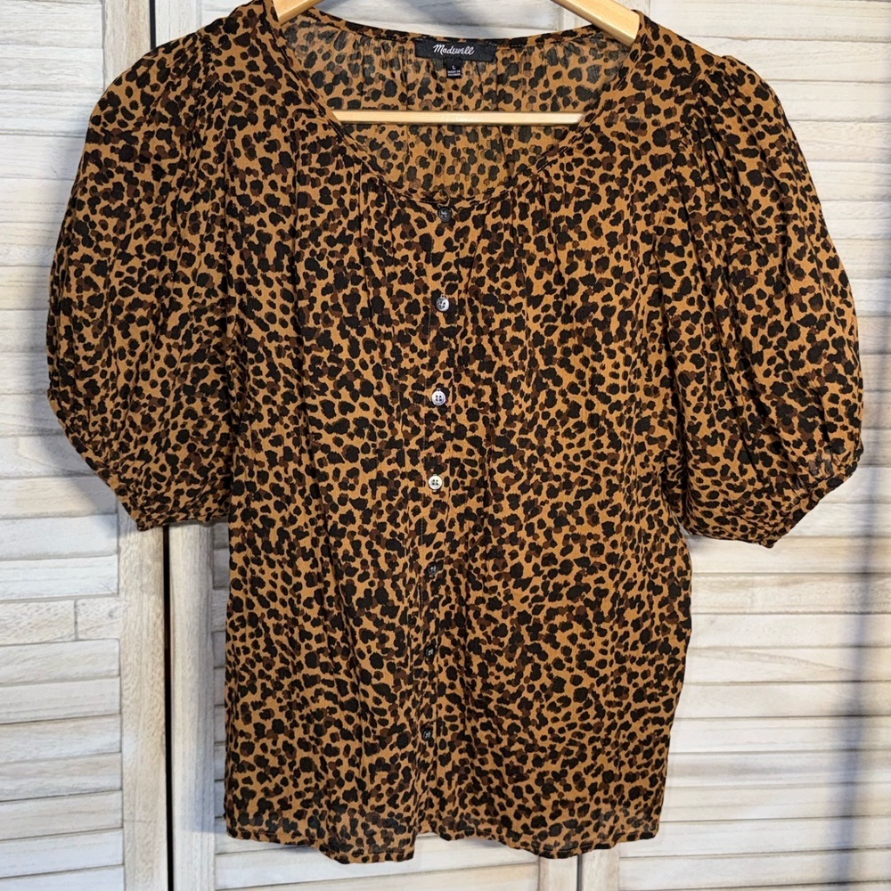 EUC Madewell Brown Leopard Print Blouse - Picture 3 of 5